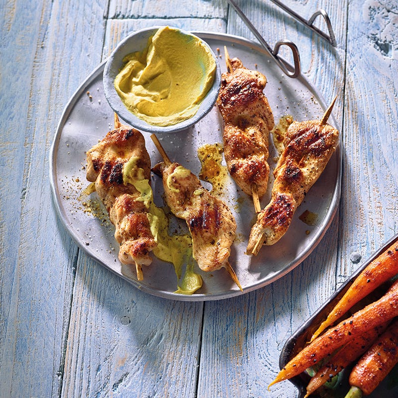 Foto van Kipspiesjes met kerriedip door WW