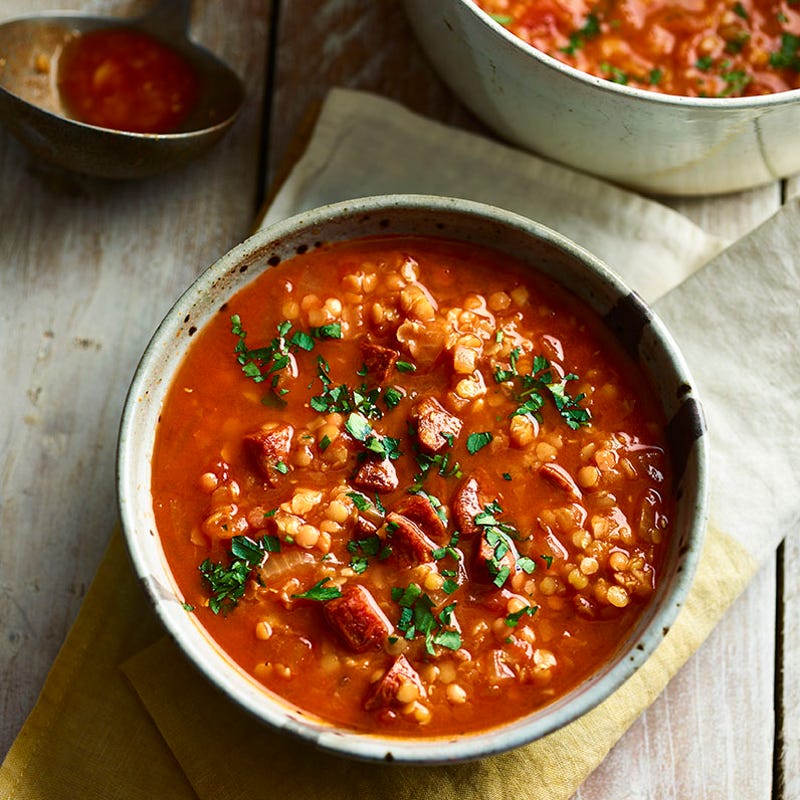 Photo of Red lentil & chorizo soup by WW