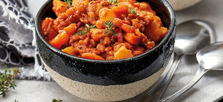 Chili met linzen en aardappelen
