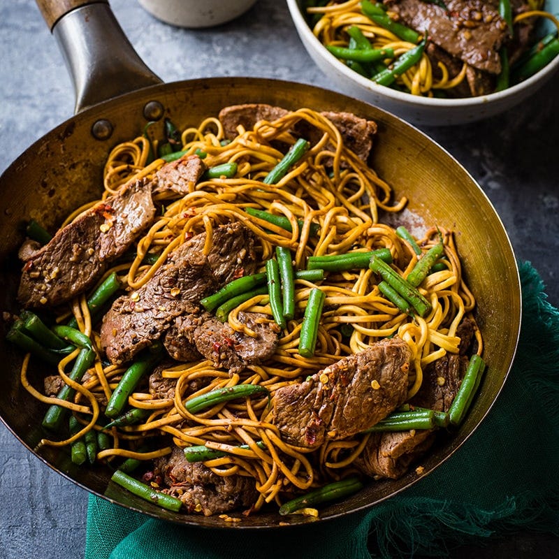 Teriyaki noodle beef stir-fry