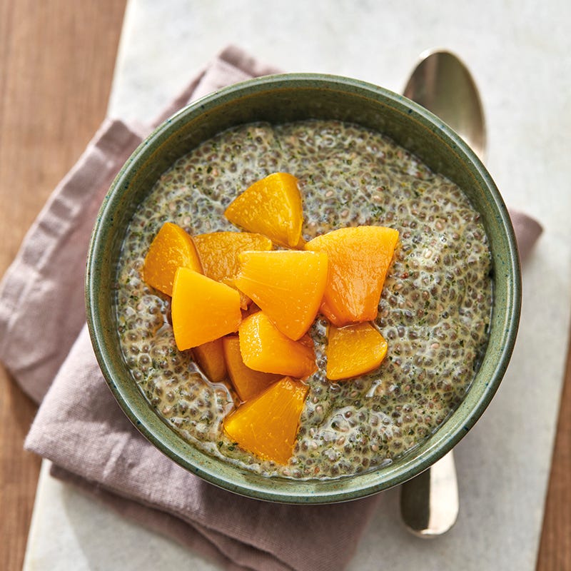 Foto van Chiazaad-muntpudding met perzik door WW
