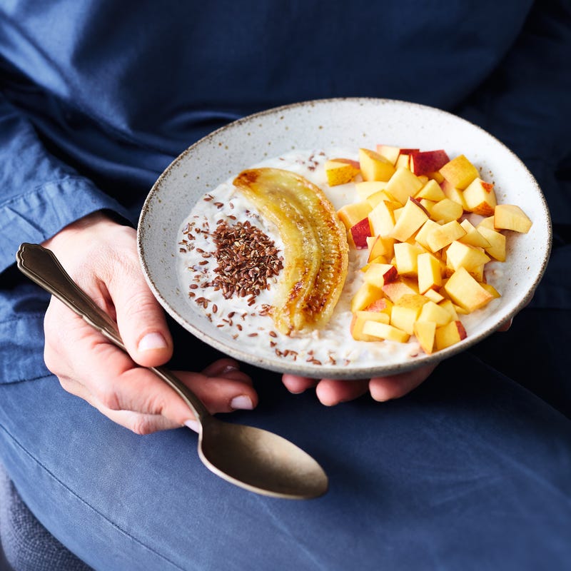 Foto van Havermoutpap met nectarine en banaan door WW