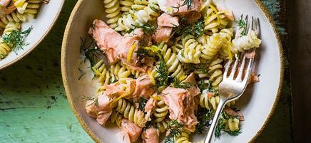 Salmon and dill pasta