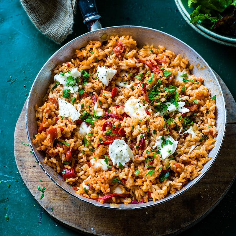Oven-baked capsicum risotto