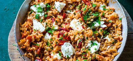 Oven-baked capsicum risotto