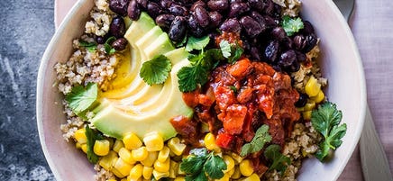 Cauliflower ‘rice’ burrito bowls