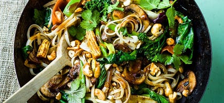 Mushroom, cashew and black bean stir-fry
