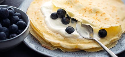 Crêpes au yaourt et aux myrtilles
