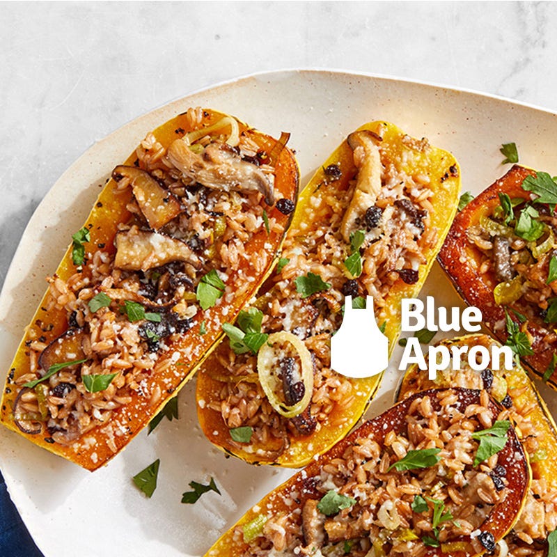 Photo of Stuffed Delicata Squash with Farro, Leek & Mushrooms by WW