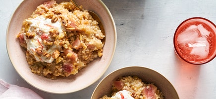 Steel-cut oats with maple labneh