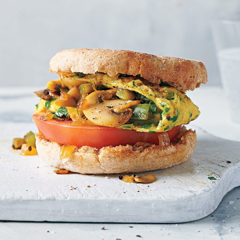 Veggie omelette sandwiches