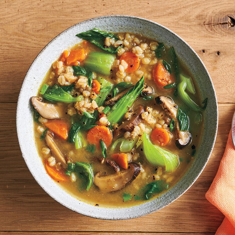 Mushroom-barley soup with red miso