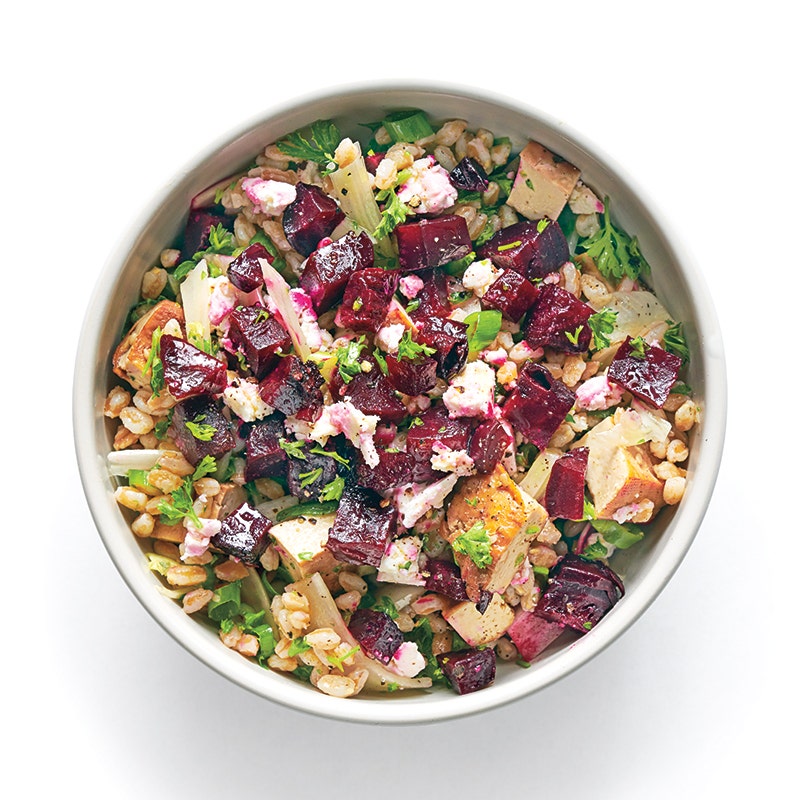 Farro and beat salad with fennel and feta