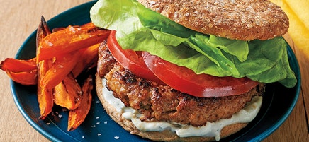 Sage and blue cheese chicken burgers
