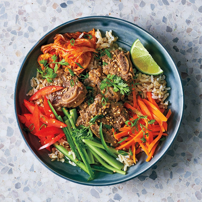 Korean rice and short rib bowls