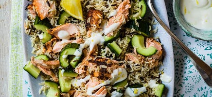 Spiced salmon and rice salad