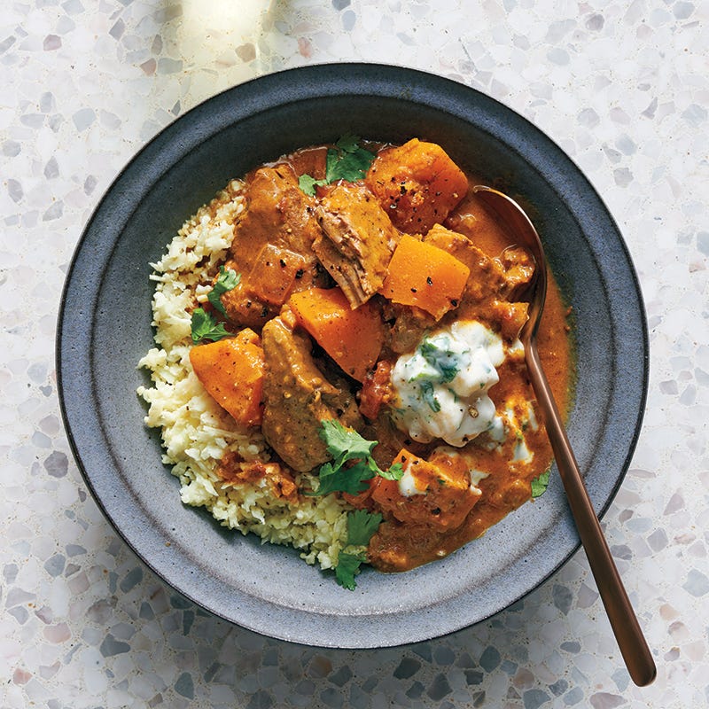 Lamb korma with banan raita