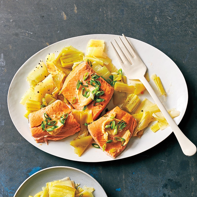 Instant Pot® Salmon with Melted Leeks and Miso Butter