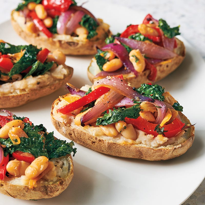 Garlicky kale and bean-stuffed potatoes