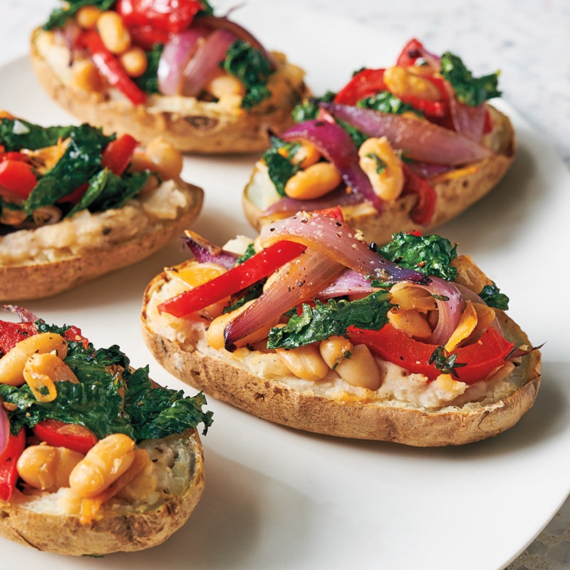 Garlicky kale and bean-stuffed potatoes