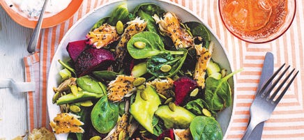 Salade de maquereau, betterave et concombre