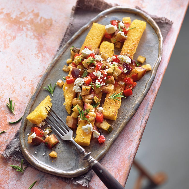 Foto van Gebakken polenta met groenteblokjes door WW