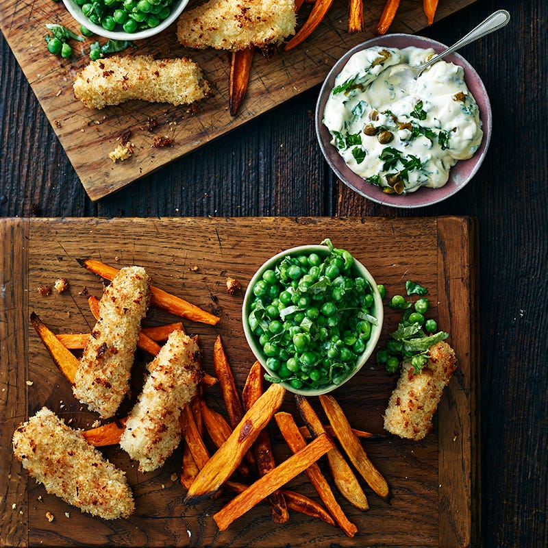 ViktVäktarna - Kokospanerade fiskpinnar med sötpotatispommes