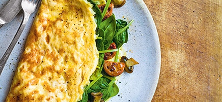Chorizo, mushroom & spinach omelette