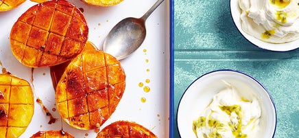Brûléed mango with passion fruit cream