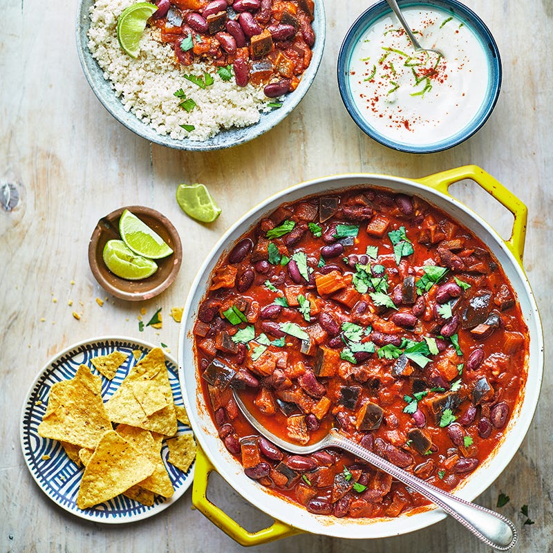 ViktVäktarna - Rökig auberginechili med blomkålsris