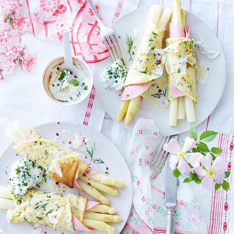 Foto van Crêpepakketjes met asperges door WW