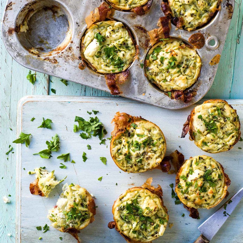 Pancetta, zucchini and feta muffins