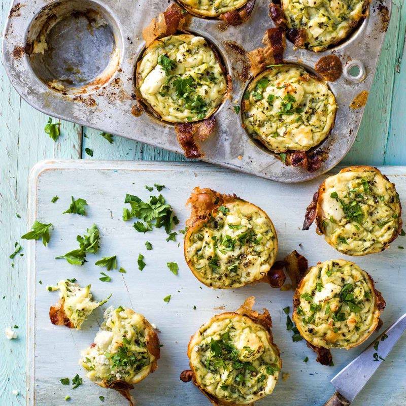 Pancetta, zucchini and feta muffins