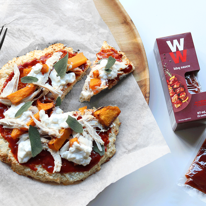 Photo of Cauliflower pizza with chicken and barbecue sauce by WW
