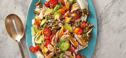 Lentil, Cucumber & Smoked Trout Salad