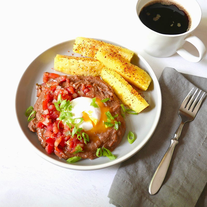 Photo of Refried beans with poached egg and pico by WW