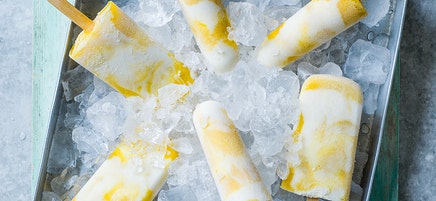 Mango, lime and yoghurt popsicles