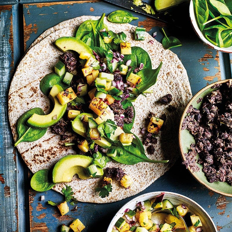 Black bean and avocado wraps