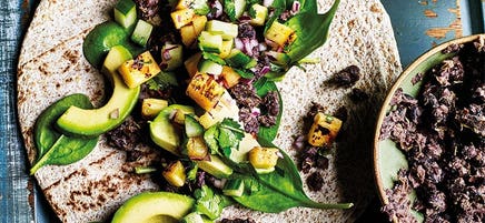 Black bean and avocado wraps