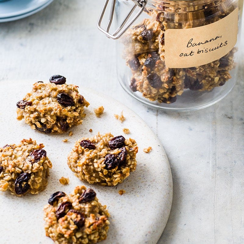 3-ingredient banana, oat & sultana biscuits