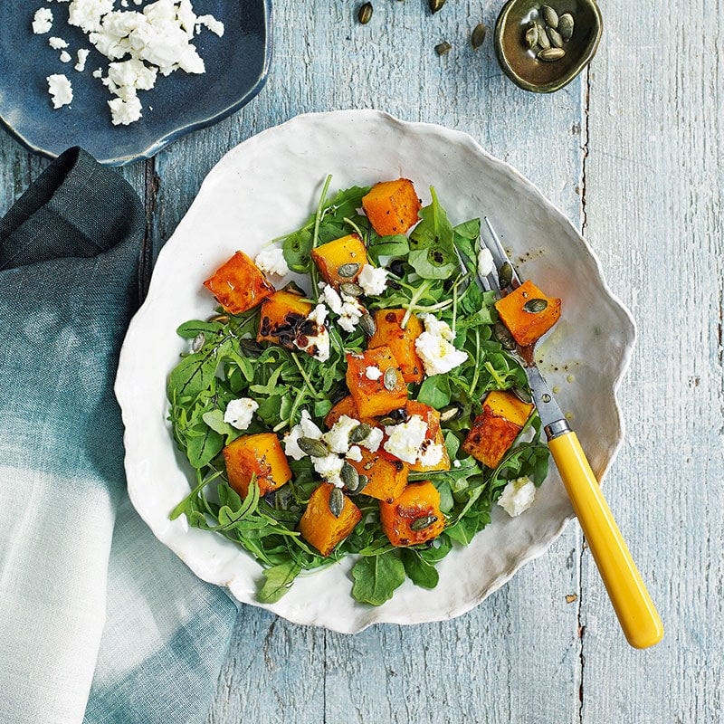 Pumpkin and goat's cheese salad