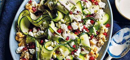 Smashed chickpeas with zucchini and feta
