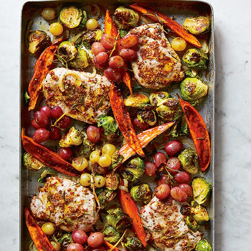 Photo of Pork with brussels sprouts, sweet potatoes & grapes by WW