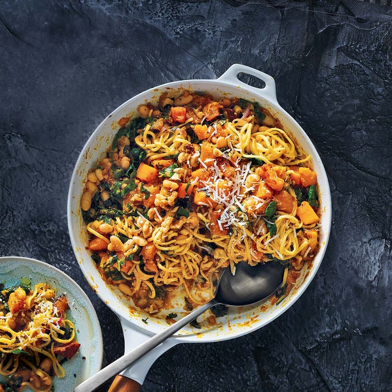 Photo of Spaghetti with butternut squash, white beans & kale by WW