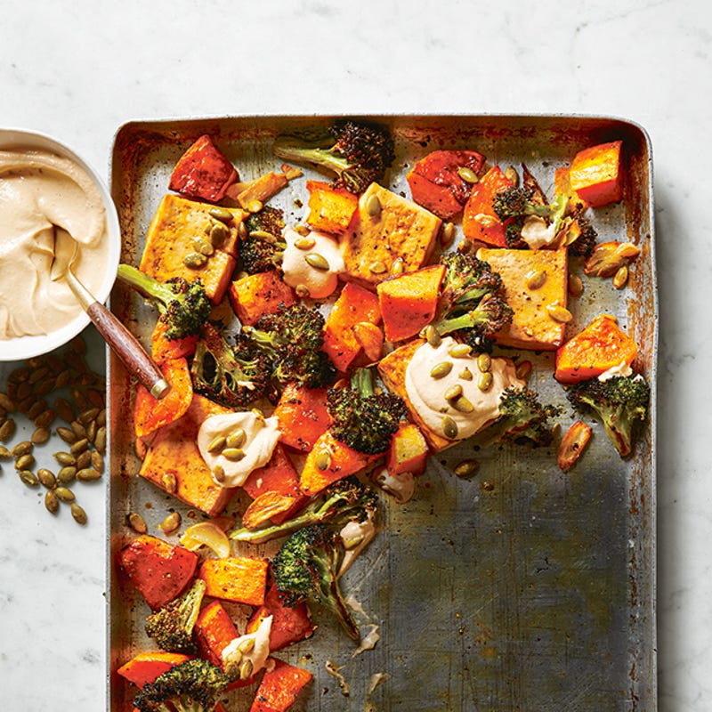 Photo of Tofu, broccoli & butternut squash with tahini sauce by WW