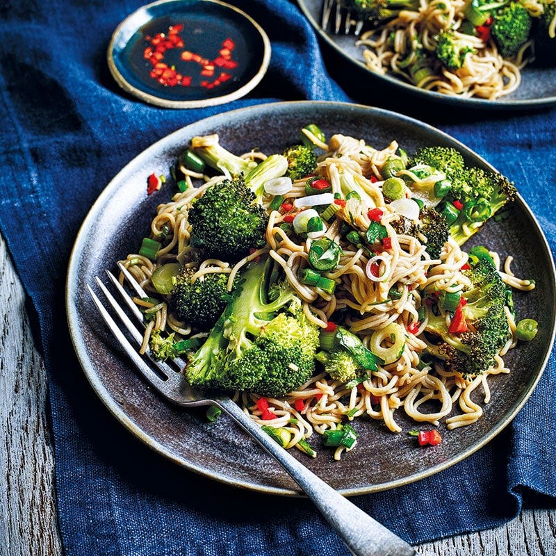 Roasted broccoli and soba noodle salad