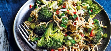 Roasted broccoli and soba noodle salad