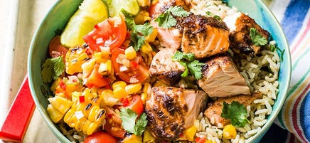 Caribbean-style salmon bowl