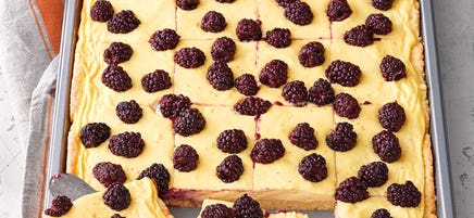 Quarkschnitten mit Brombeeren
