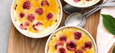 Vanilla and raspberry creme brulee